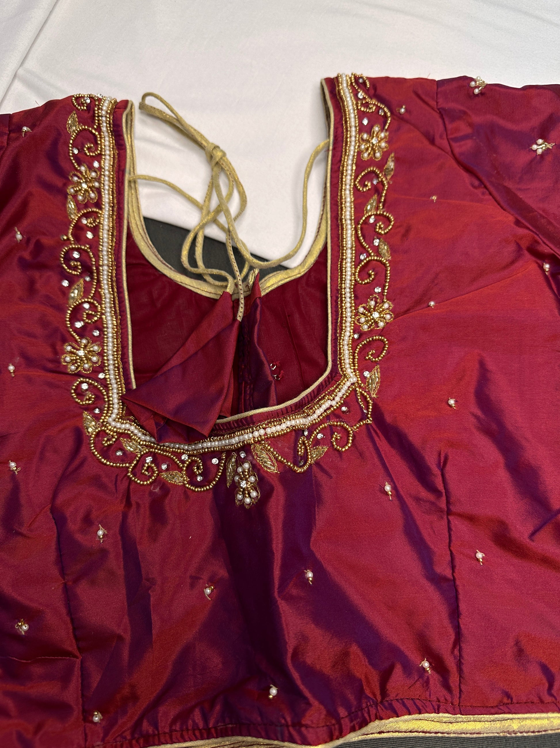 Red Silk Maggam Aari Blouse - 