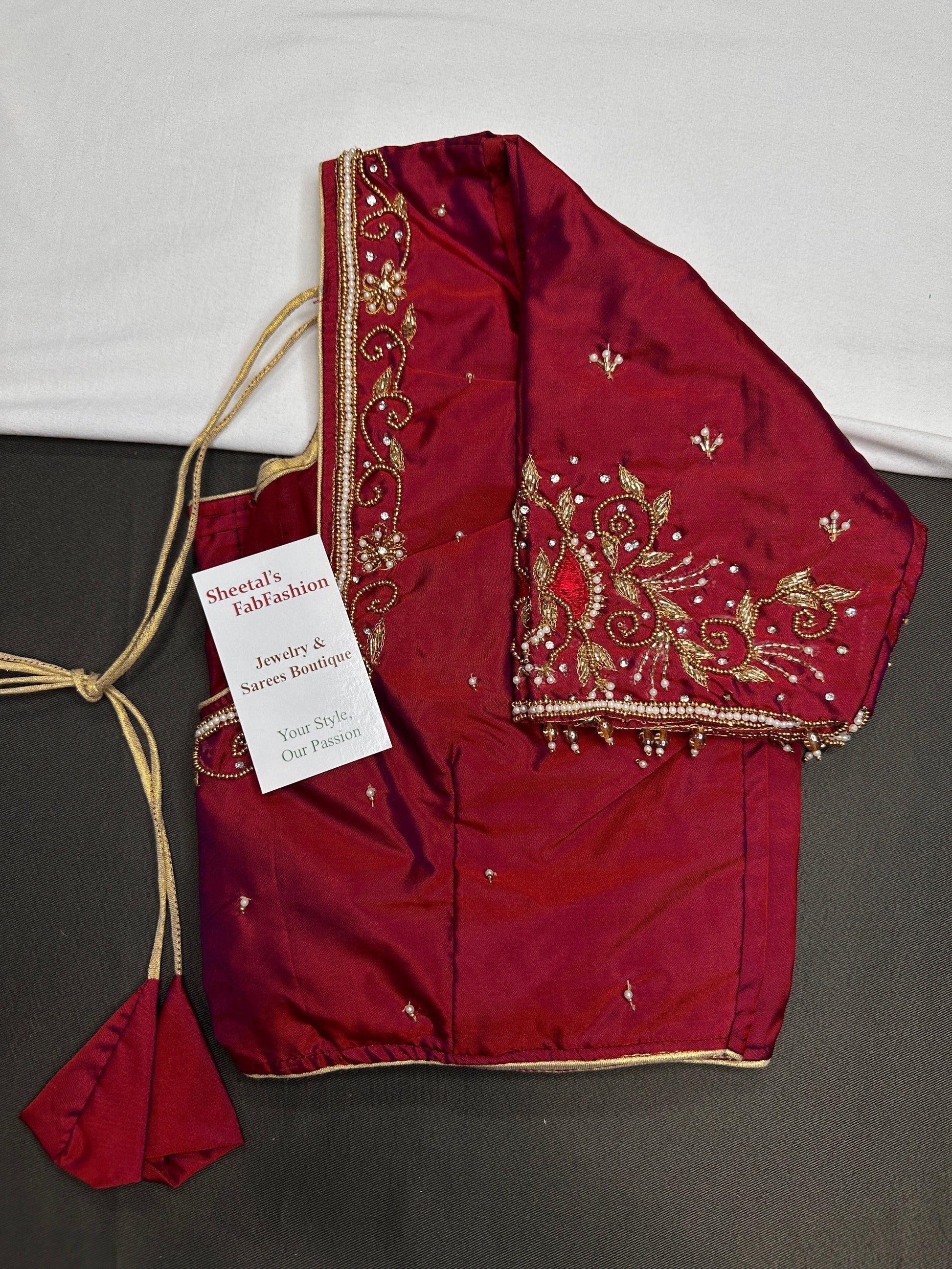 Red Silk Maggam Aari Blouse - 