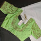 Neon Green Kardana Silk Maggam Aari Blouse - 
