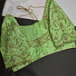Neon Green Kardana Silk Maggam Aari Blouse - 