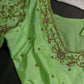 Neon Green Kardana Silk Maggam Aari Blouse - 