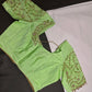 Neon Green Kardana Silk Maggam Aari Blouse - 