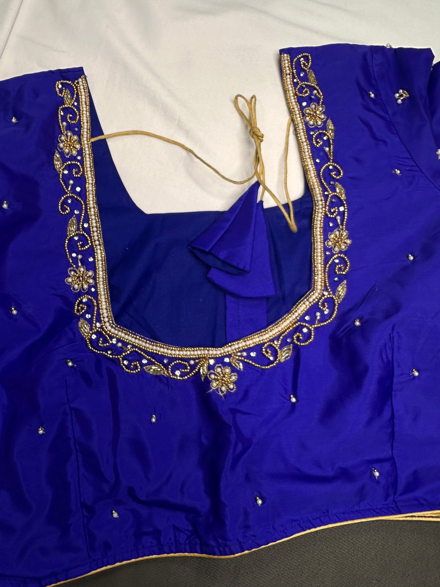Blue Silk Maggam Aari Blouse - 