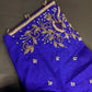 Blue Silk Maggam Aari Blouse - 