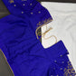Blue Silk Maggam Aari Blouse - 