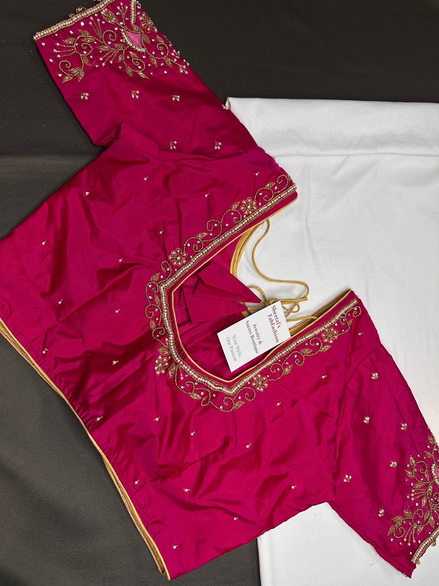 Pink Silk Maggam Aari Blouse - 