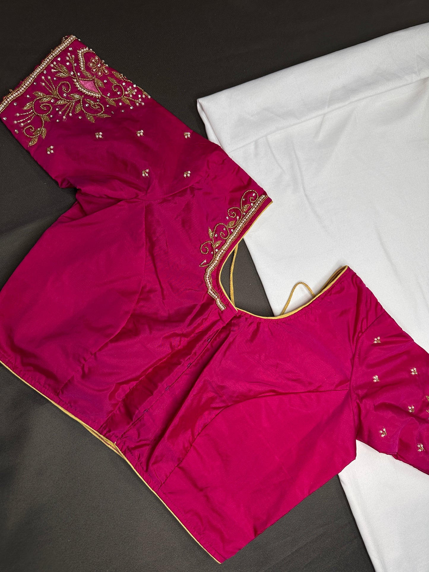Pink Silk Maggam Aari Blouse - 