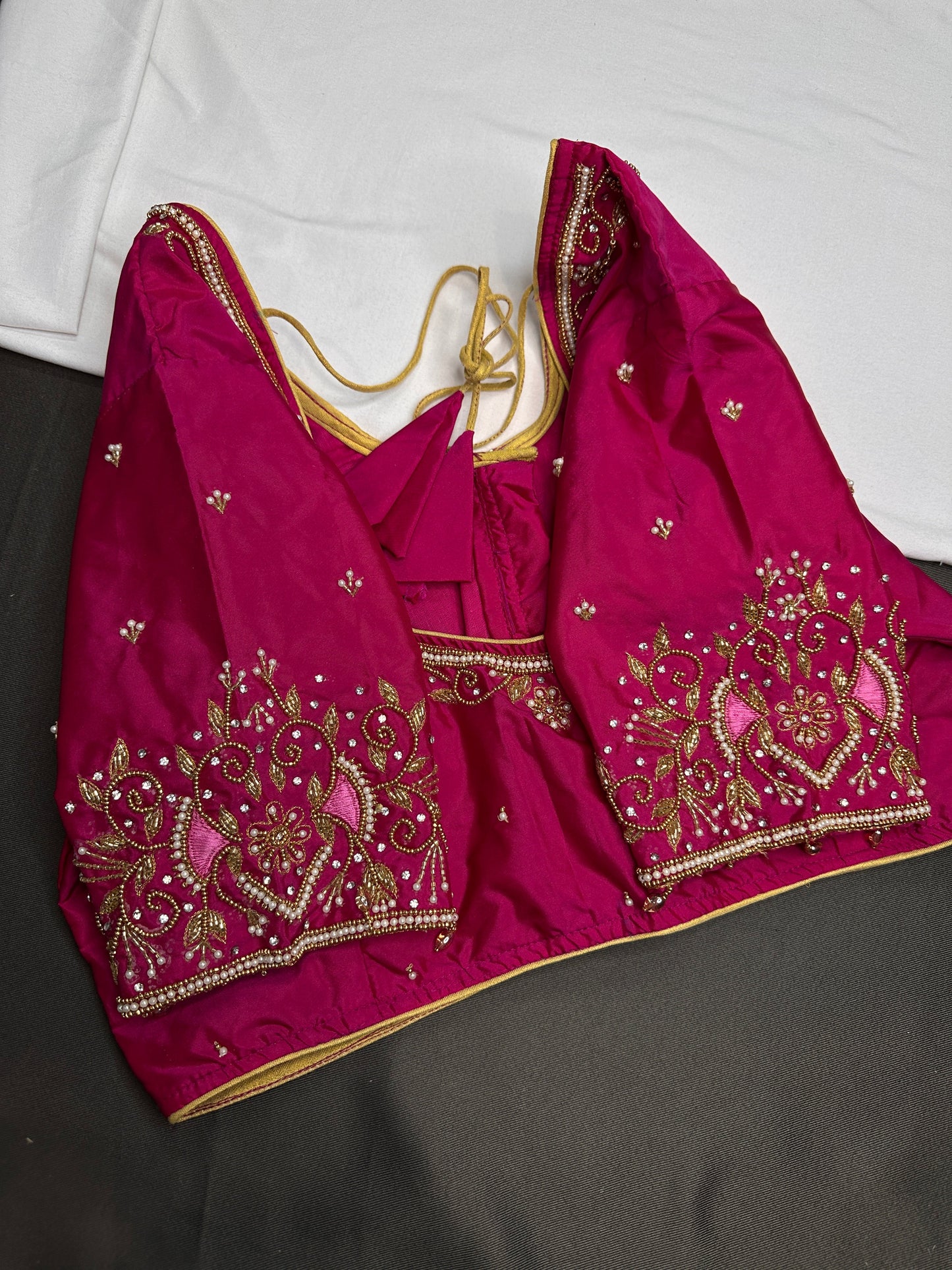 Pink Silk Maggam Aari Blouse - 