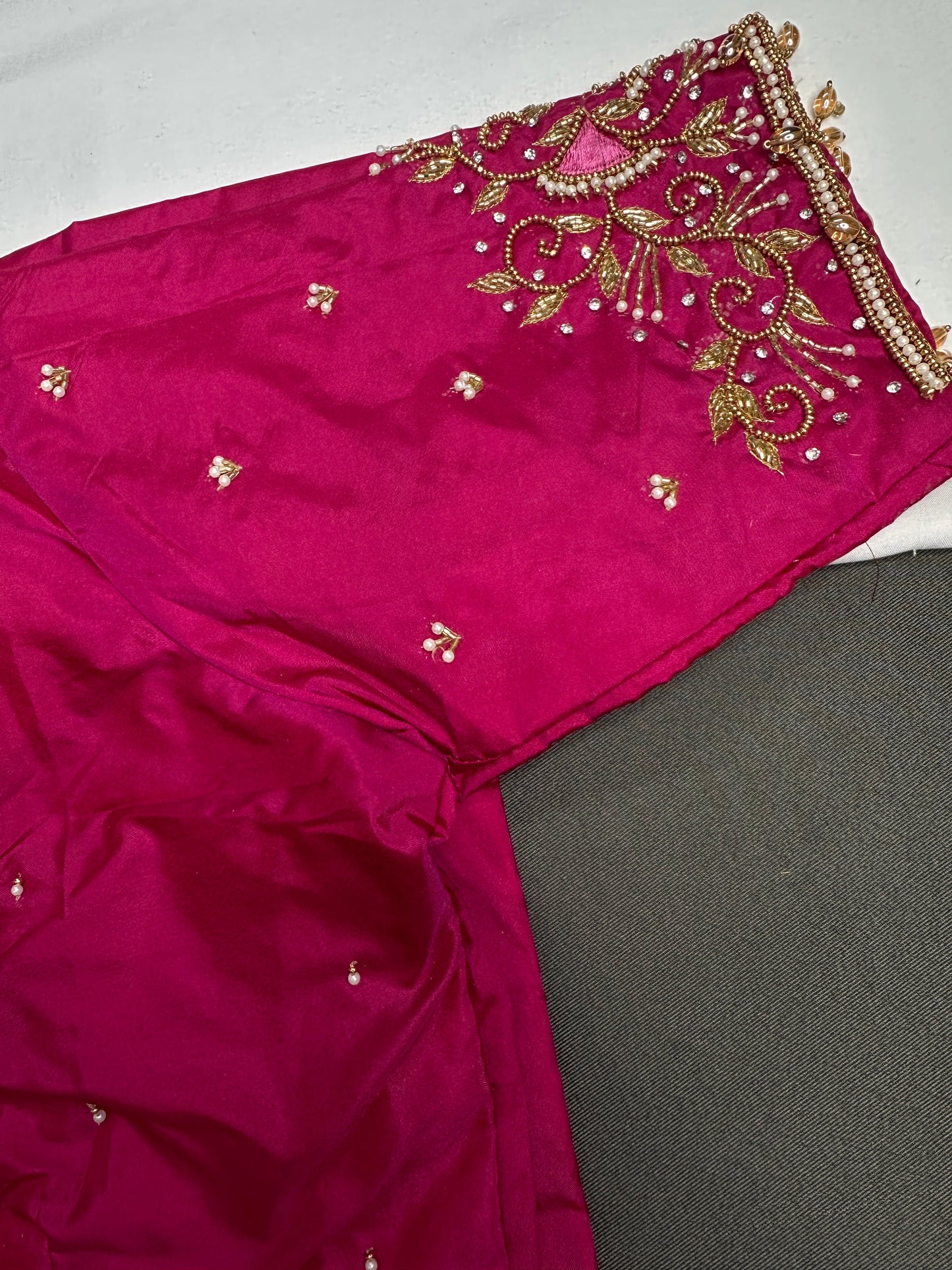 Pink Silk Maggam Aari Blouse - 