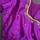 Purple Silk Maggam Aari Blouse - 