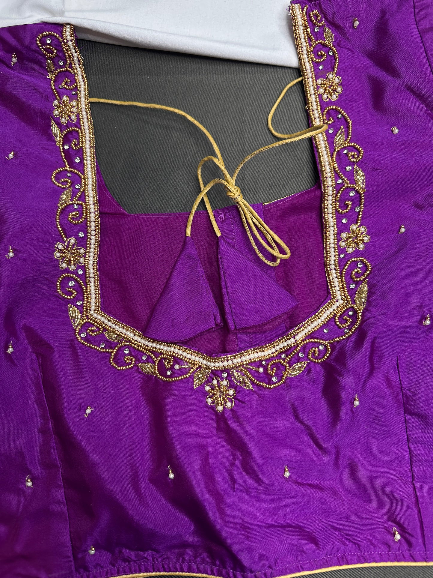 Purple Silk Maggam Aari Blouse - 