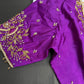 Purple Silk Maggam Aari Blouse - 