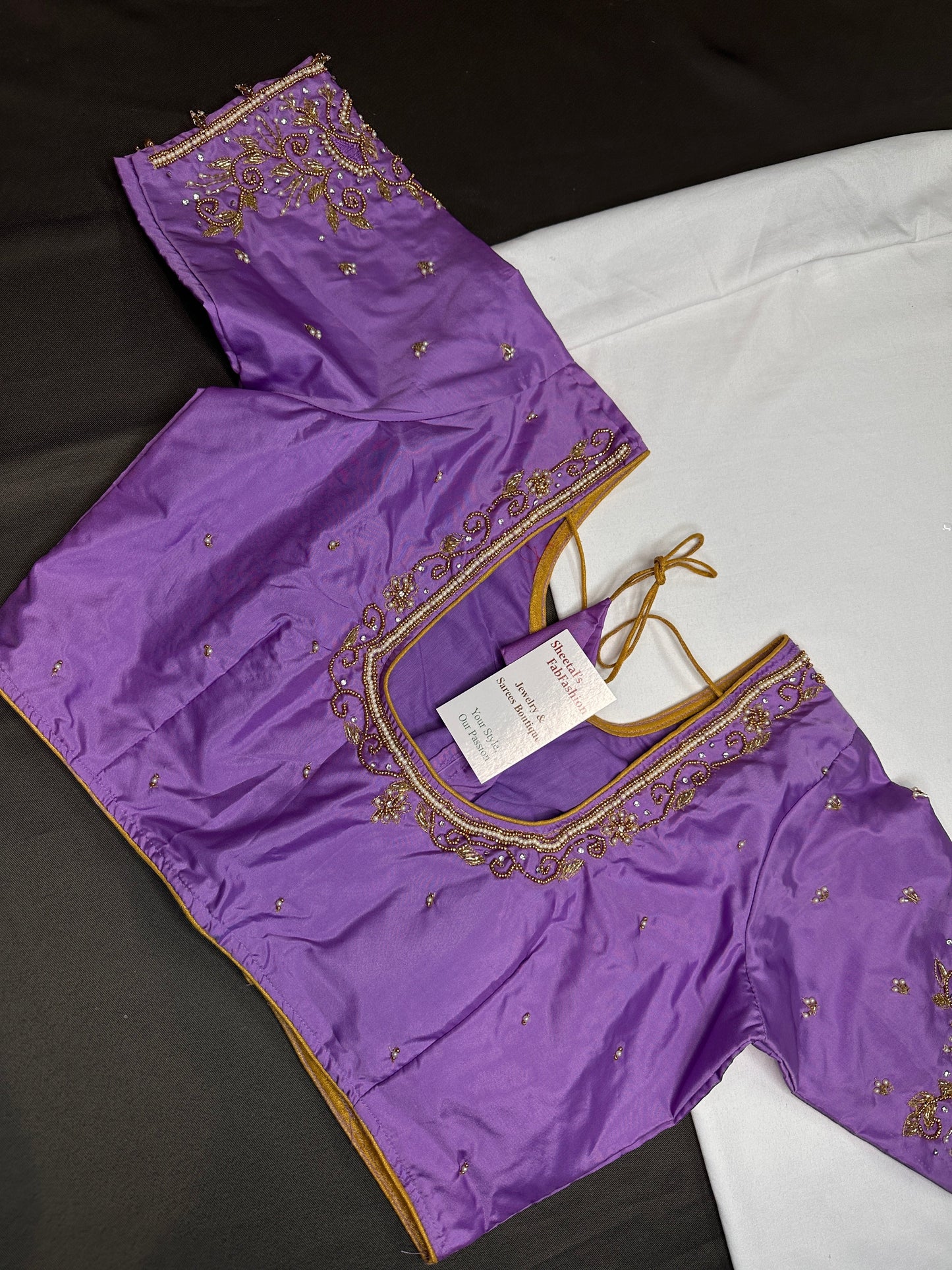 Purple Lavender Silk Maggam Aari Blouse - 