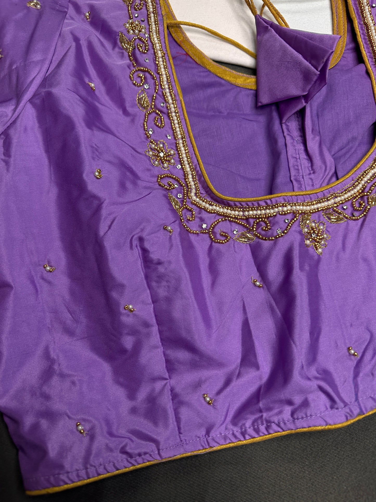 Purple Lavender Silk Maggam Aari Blouse - 