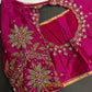 Pink High NeckSilk Maggam Aari Blouse - 