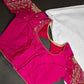 Pink High NeckSilk Maggam Aari Blouse - 