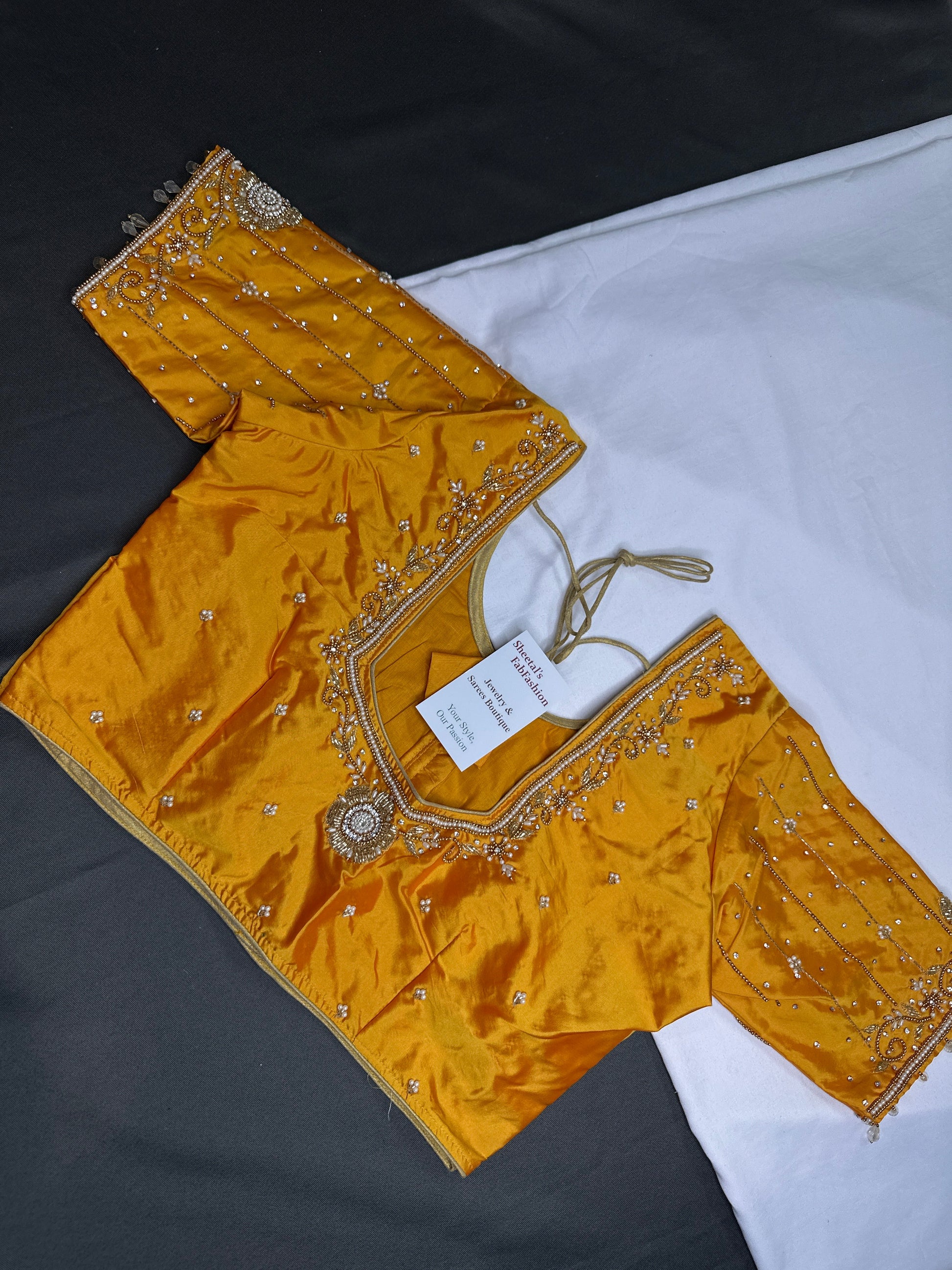 Yellow Silk Maggam Aari Blouse - 