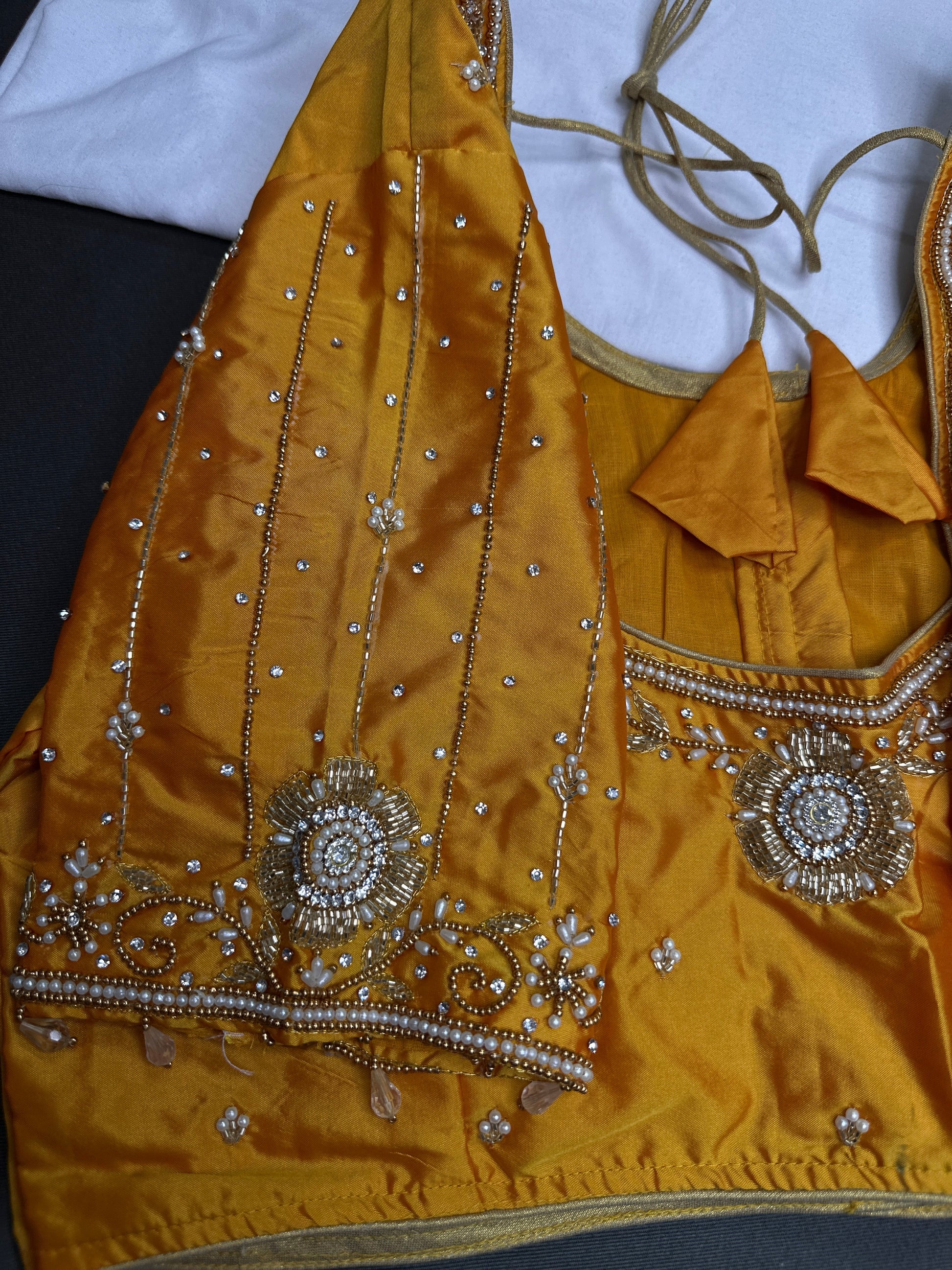 Yellow Silk Maggam Aari Blouse - 
