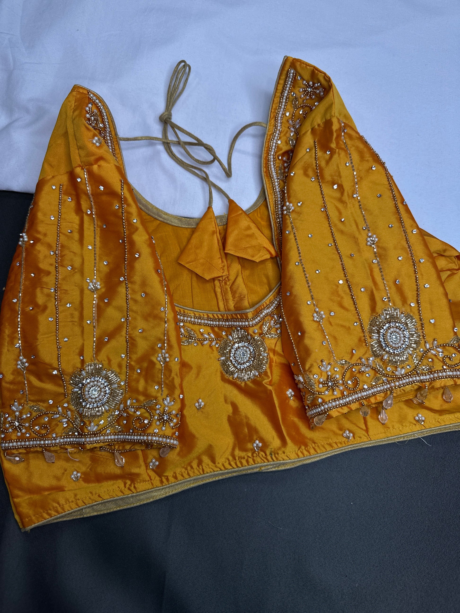 Yellow Silk Maggam Aari Blouse - 