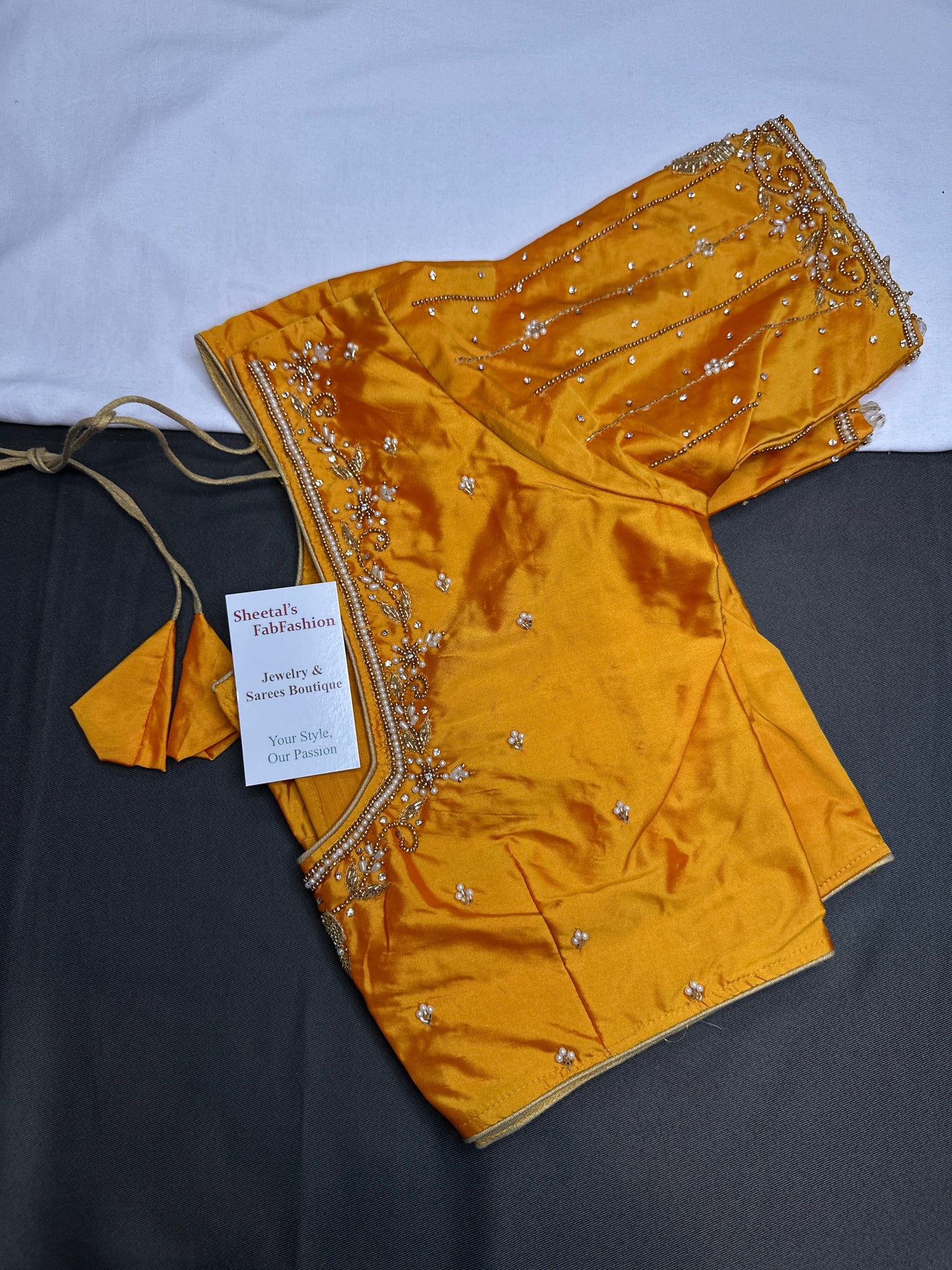 Yellow Silk Maggam Aari Blouse - 