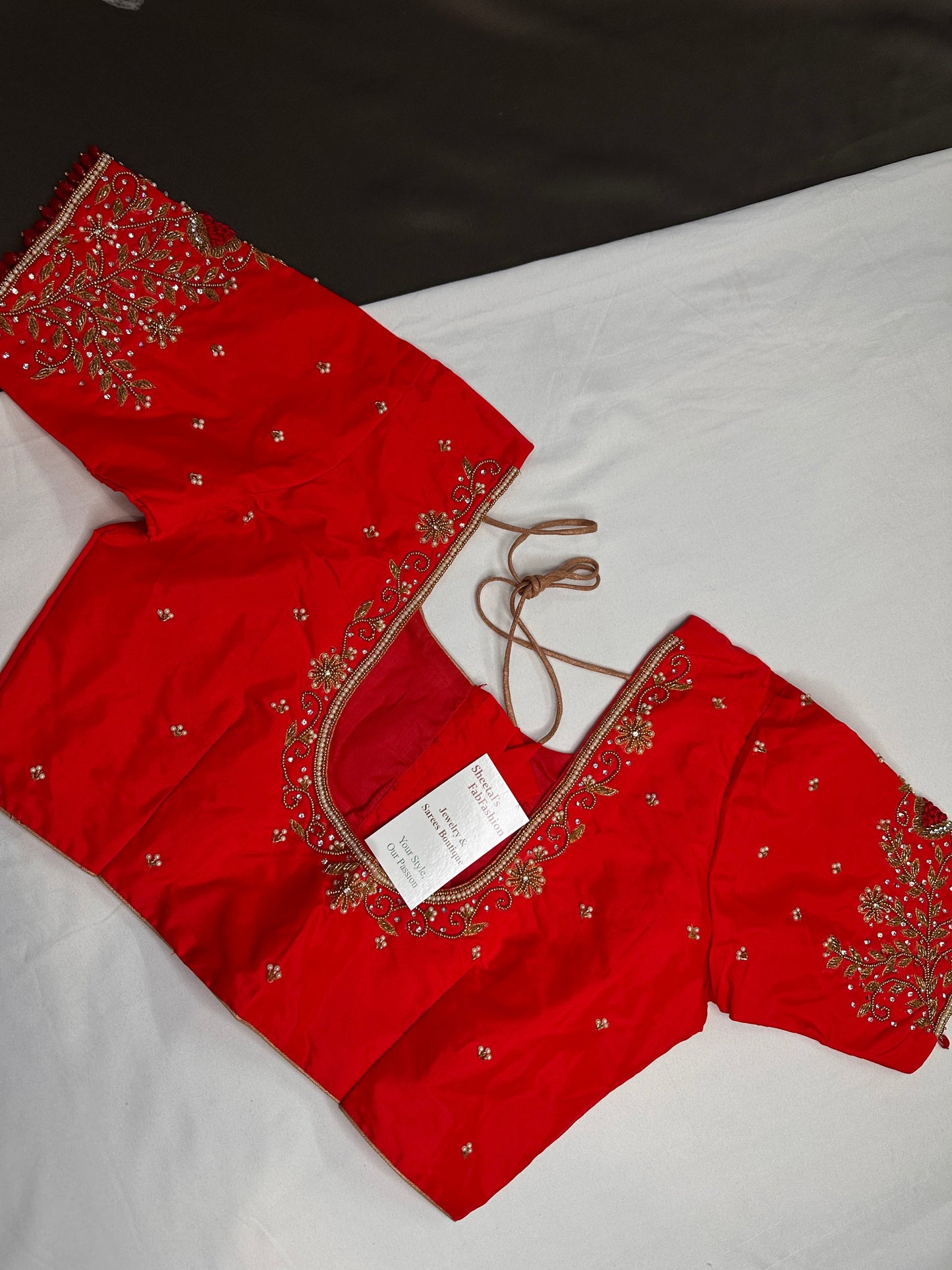 Red Silk Maggam Aari Blouse - 