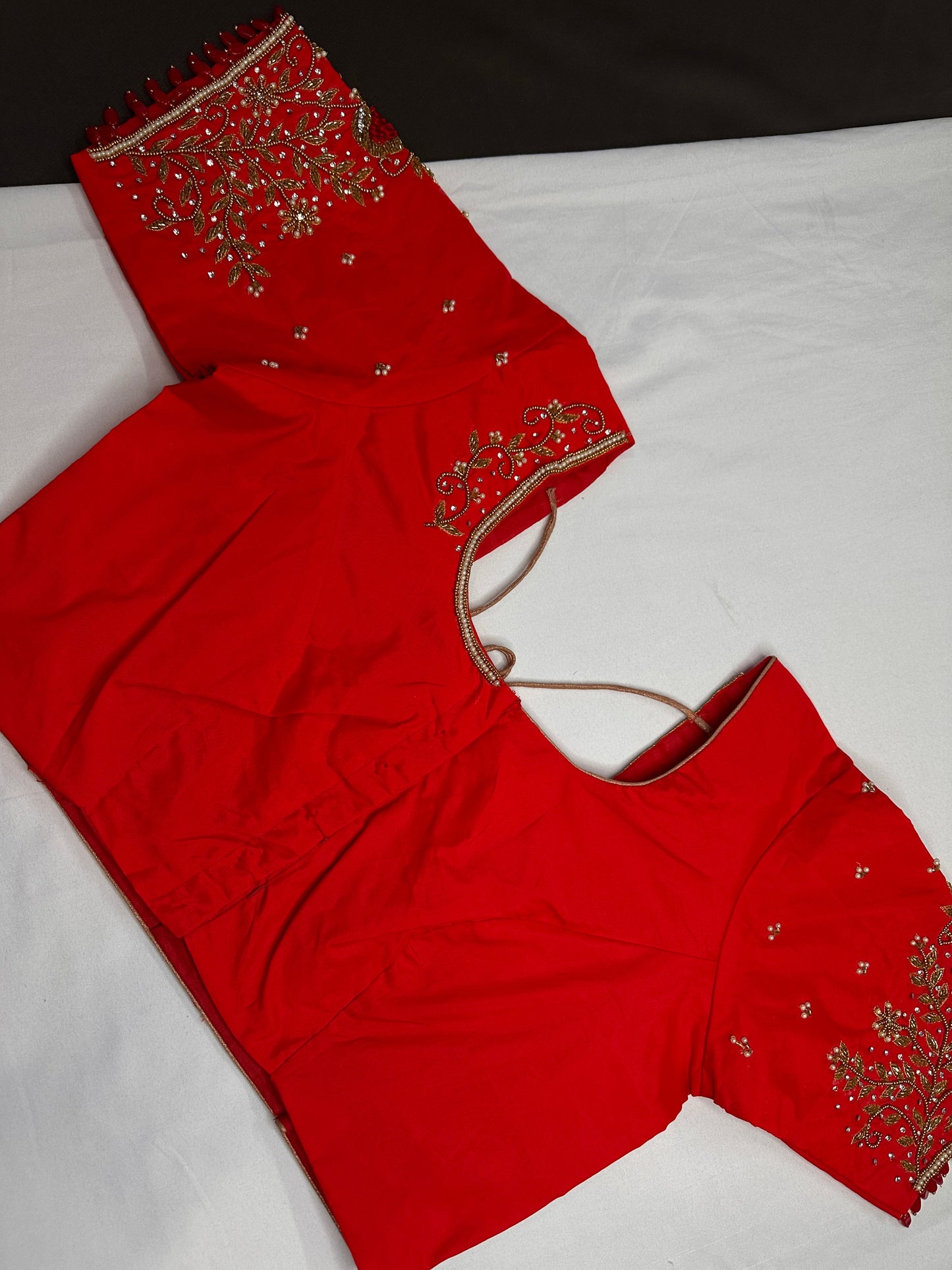 Red Silk Maggam Aari Blouse - 