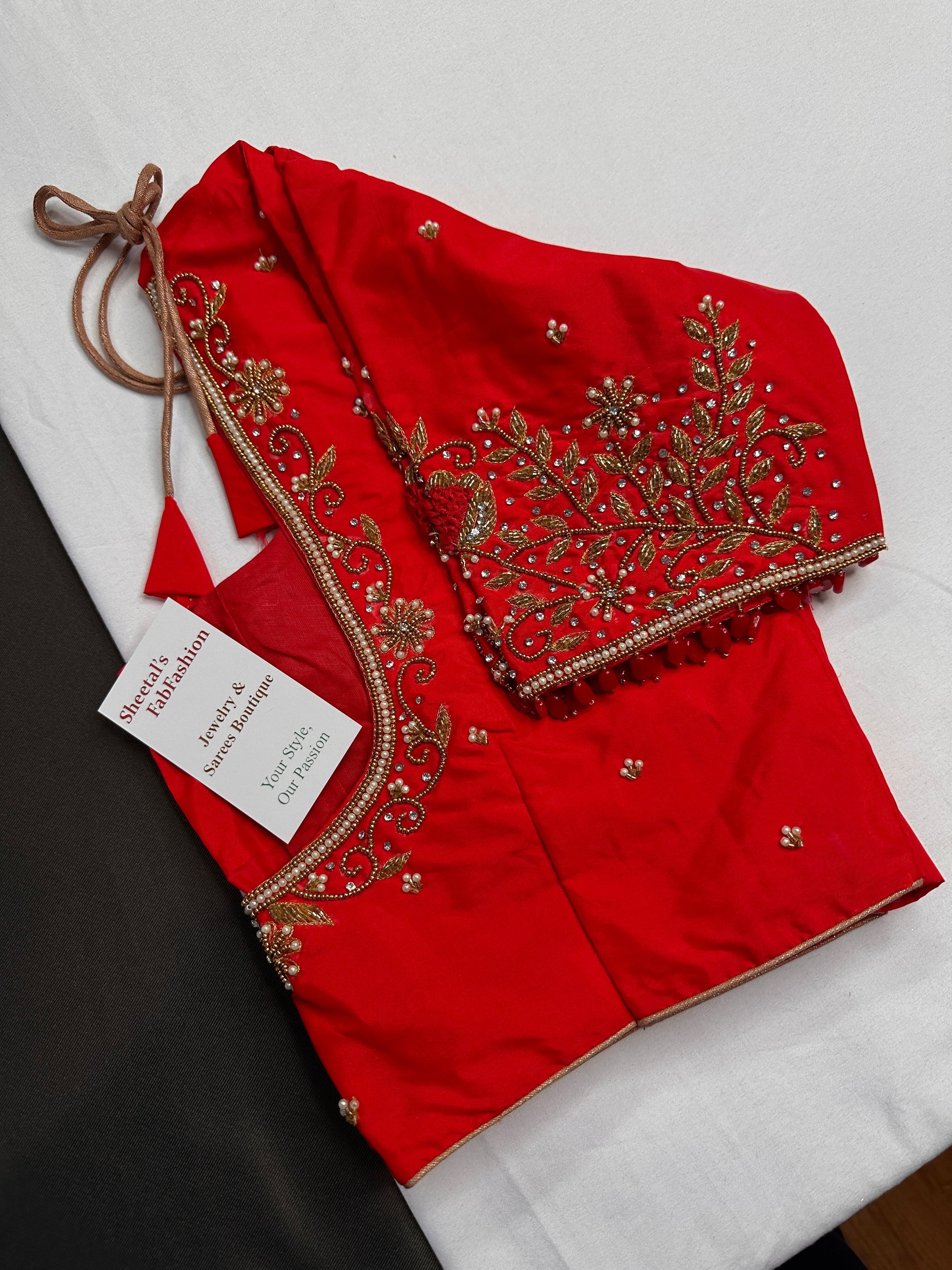 Red Silk Maggam Aari Blouse - 
