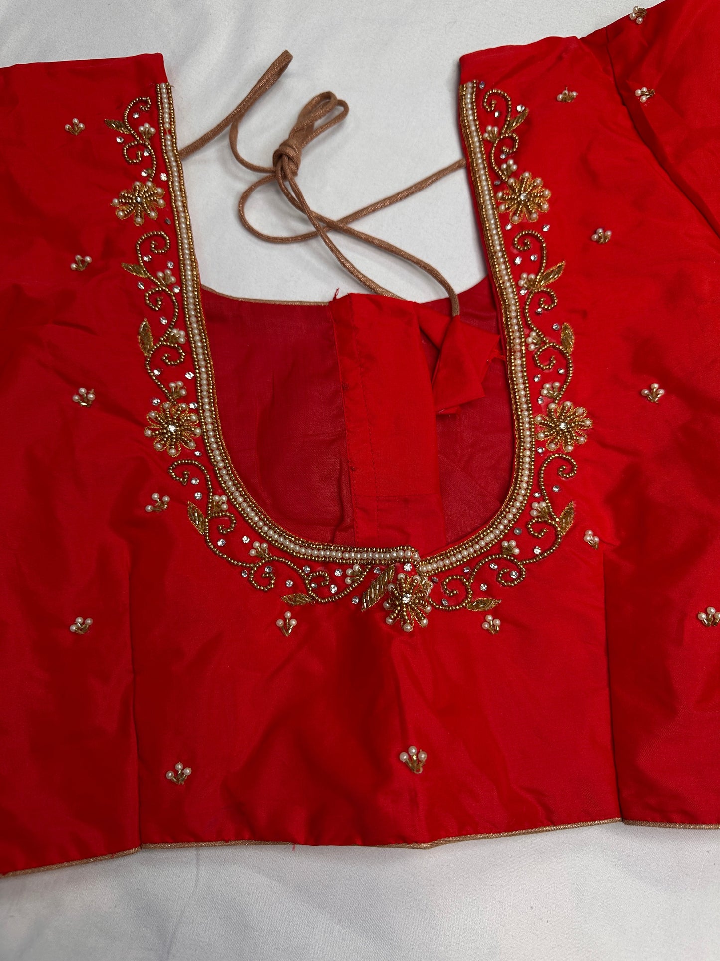 Red Silk Maggam Aari Blouse - 