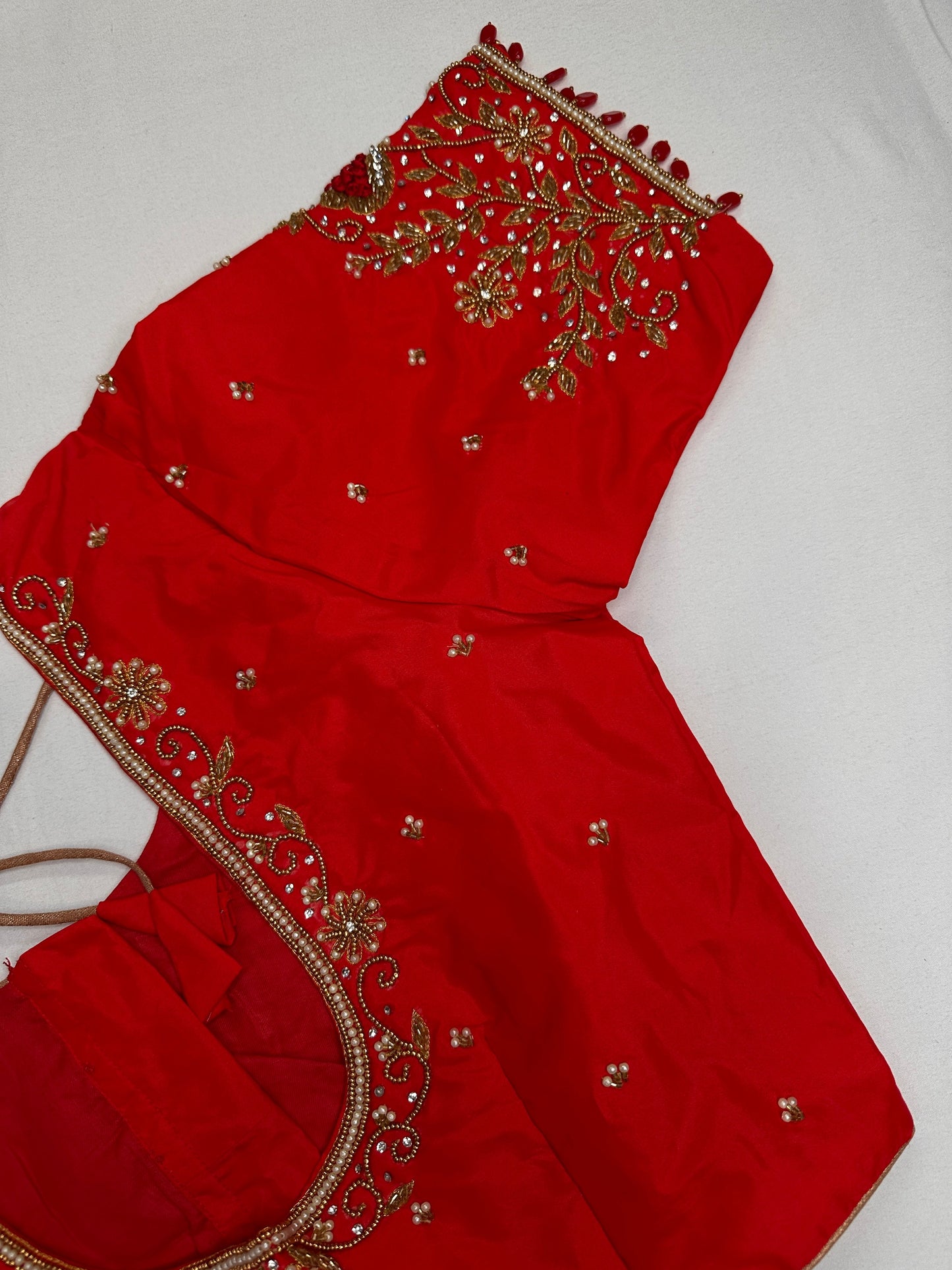 Red Silk Maggam Aari Blouse - 