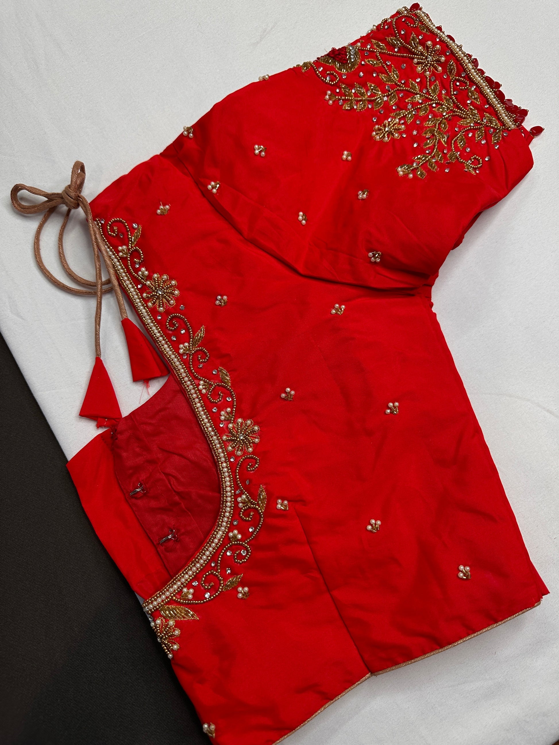Red Silk Maggam Aari Blouse - 