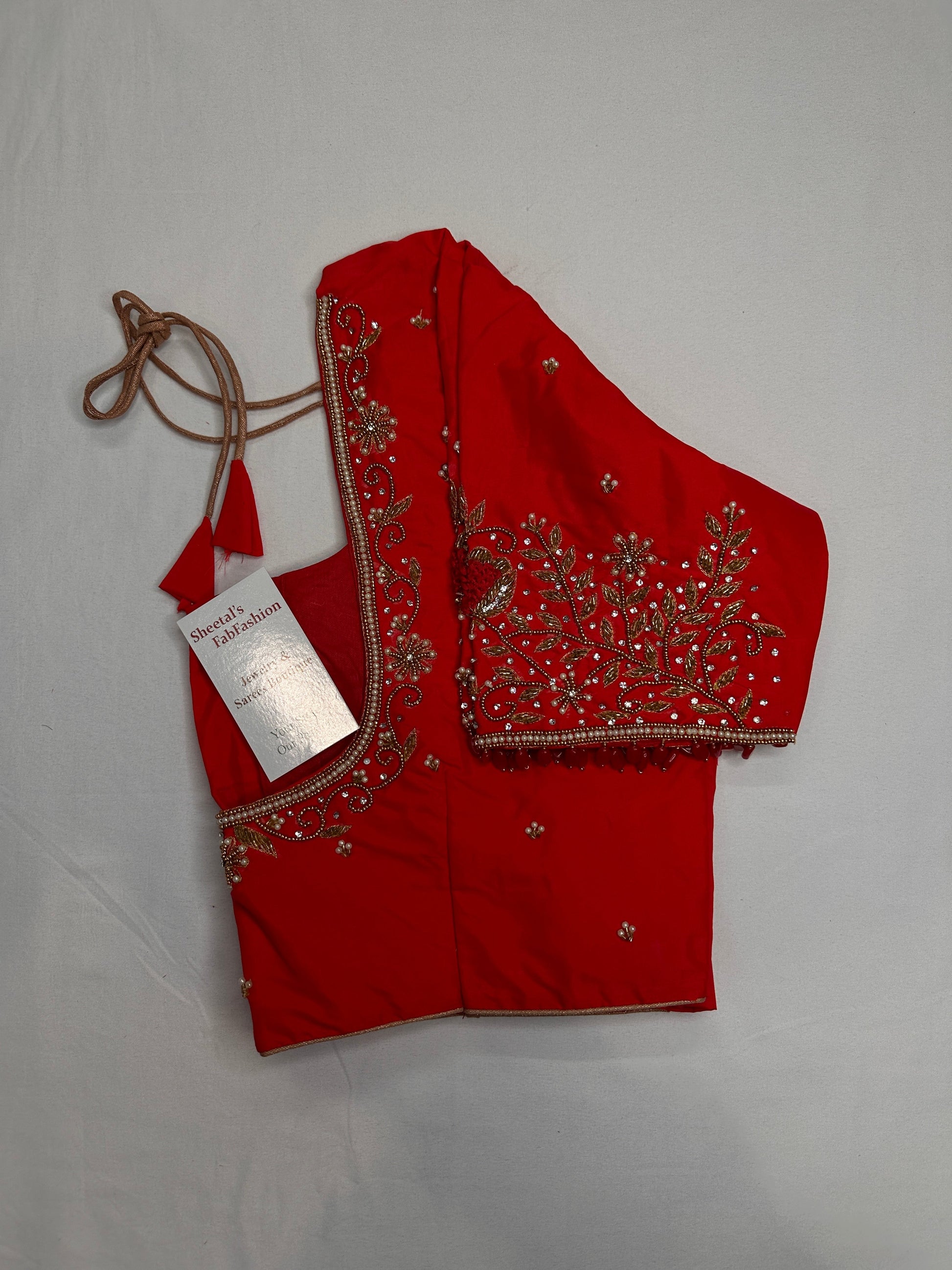 Red Silk Maggam Aari Blouse - 