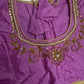 Purple Pink Silk Maggam Aari Blouse - 