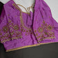 Purple Pink Silk Maggam Aari Blouse - 