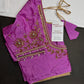 Purple Pink Silk Maggam Aari Blouse - 