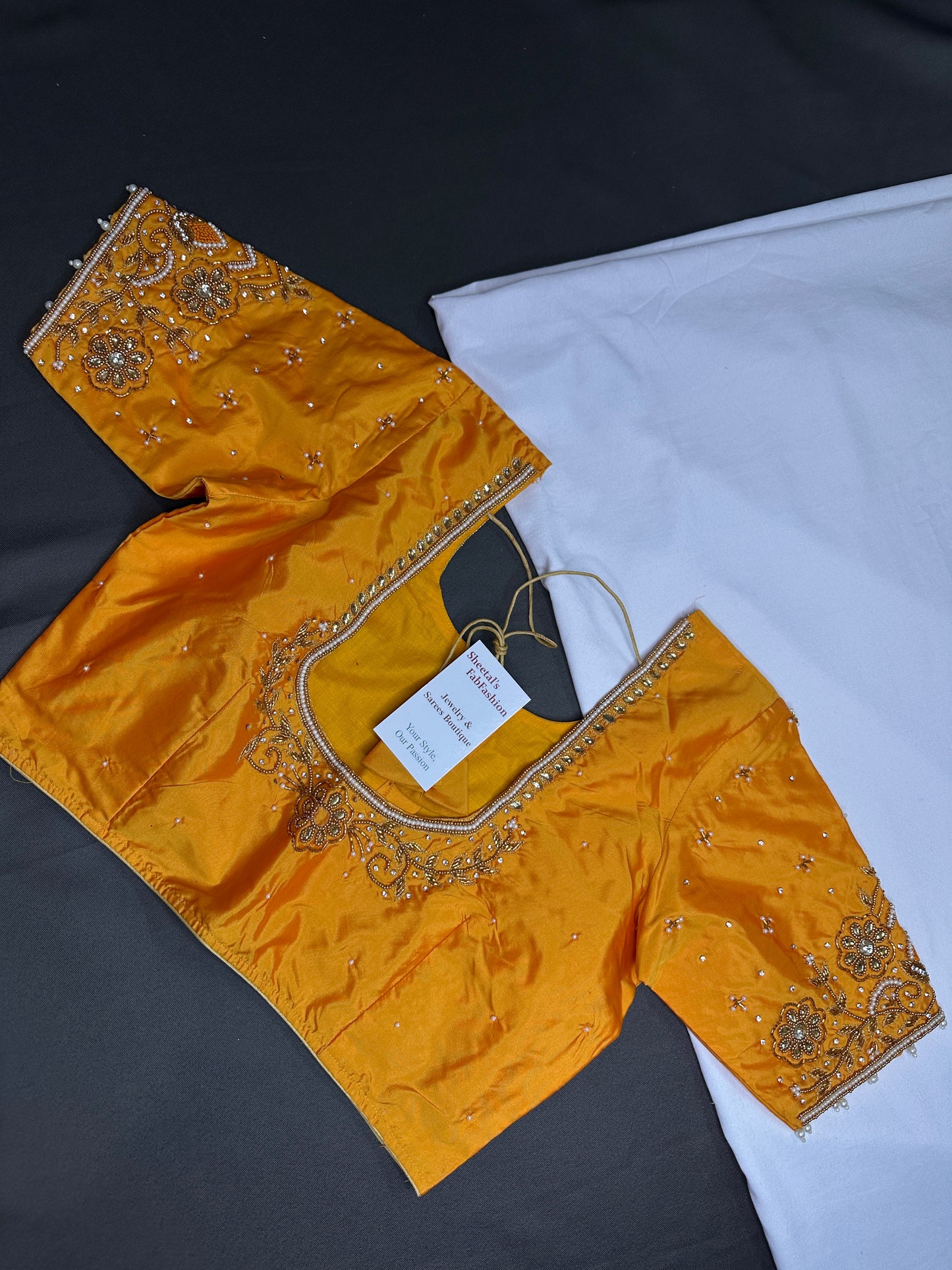Yellow Silk Maggam Aari Blouse - 