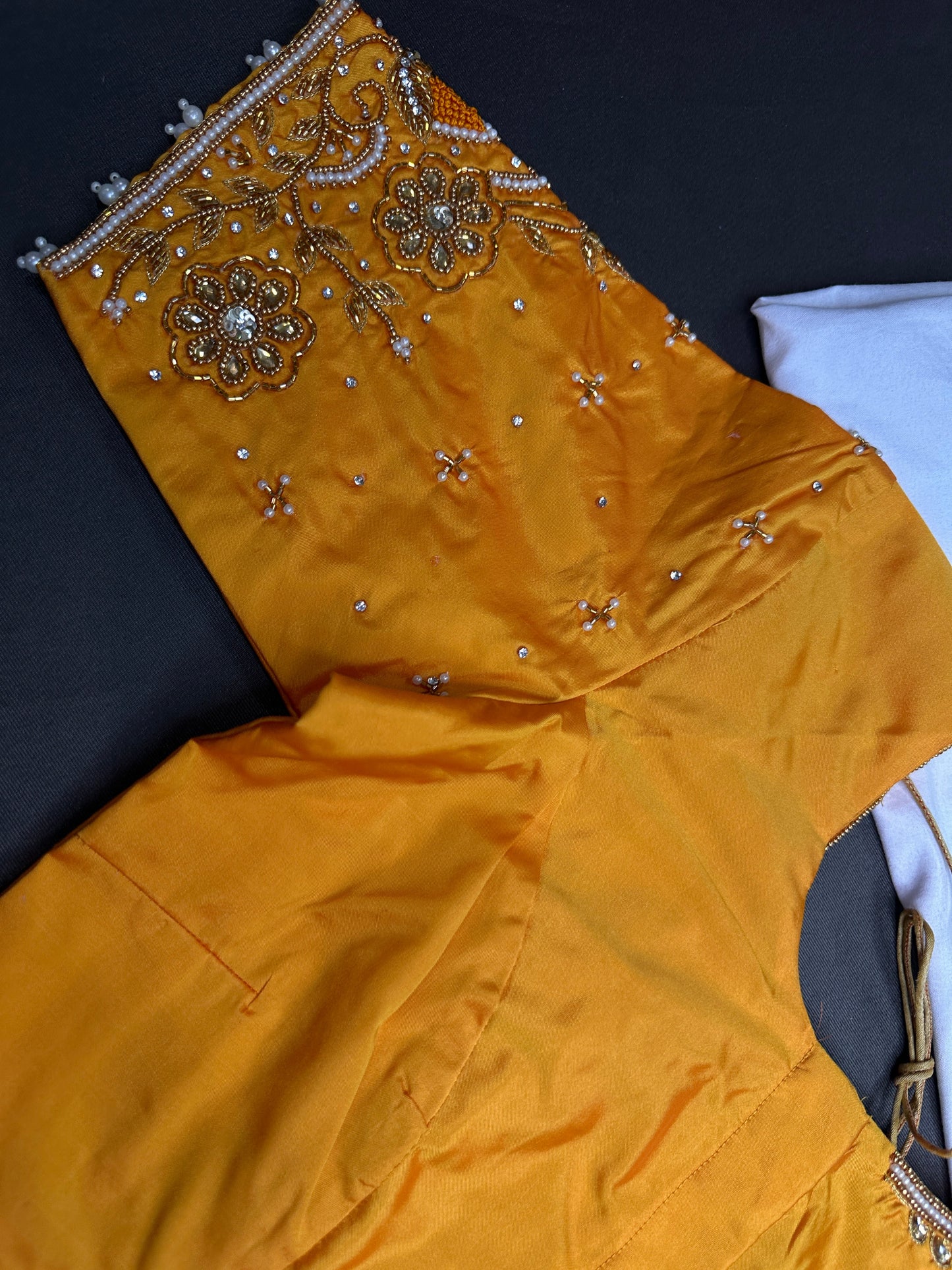 Yellow Silk Maggam Aari Blouse - 