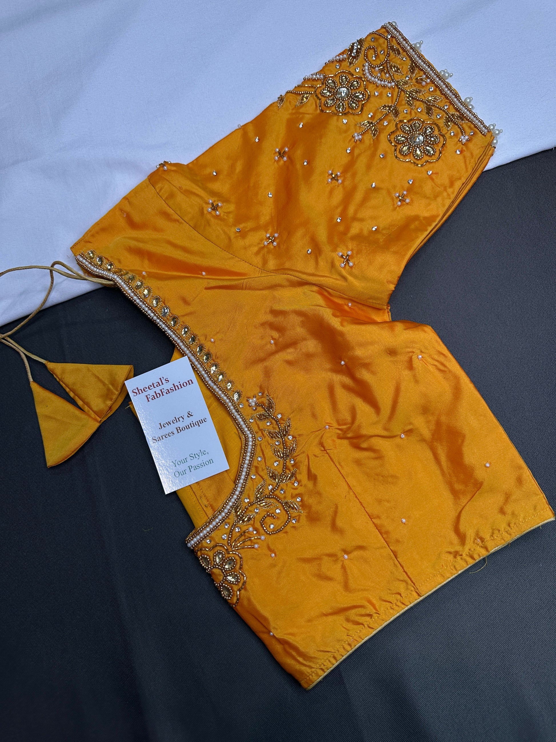 Yellow Silk Maggam Aari Blouse - 