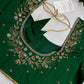 Green Silk Maggam Aari Blouse - 