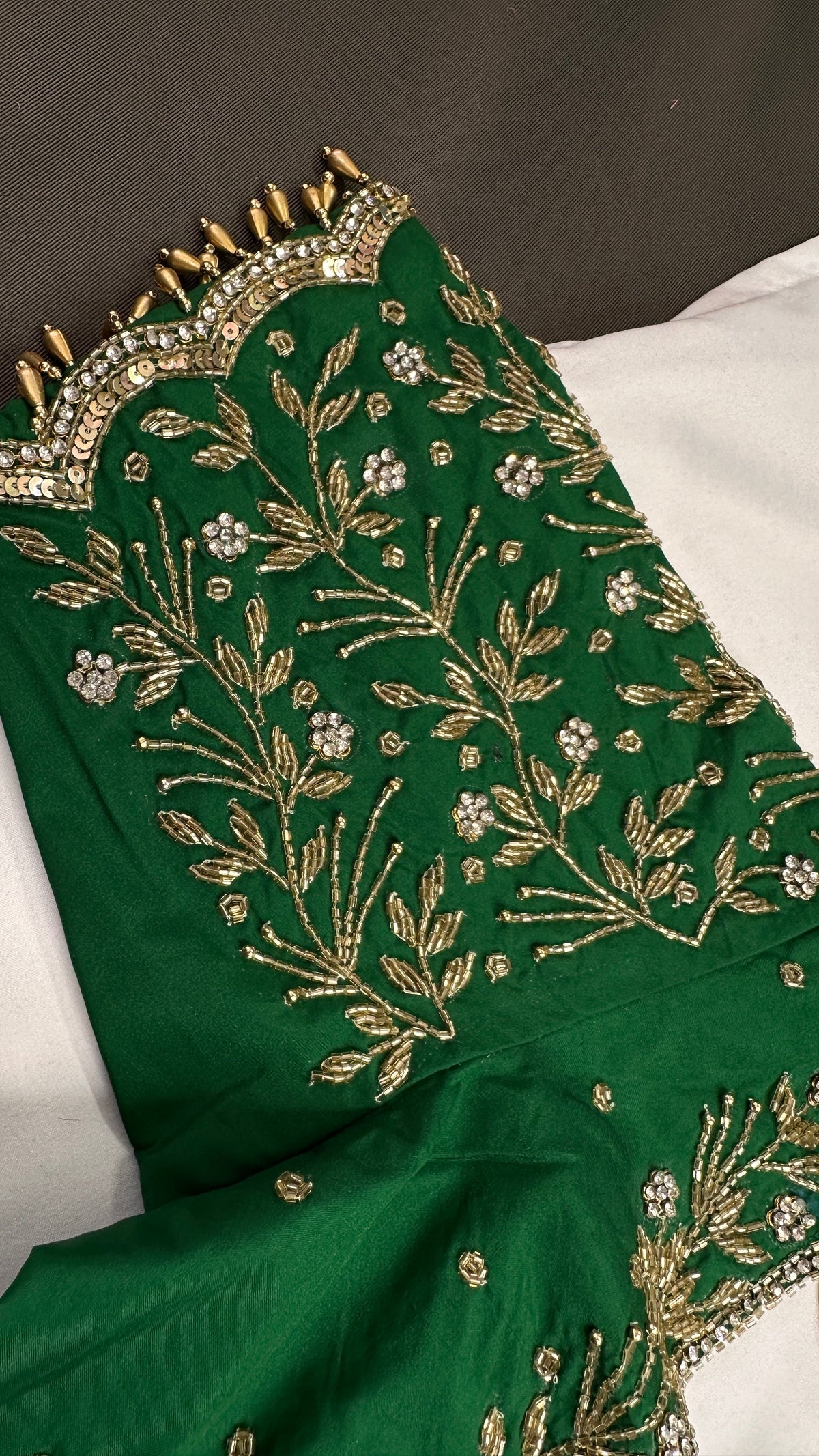 Green Silk Maggam Aari Blouse - 