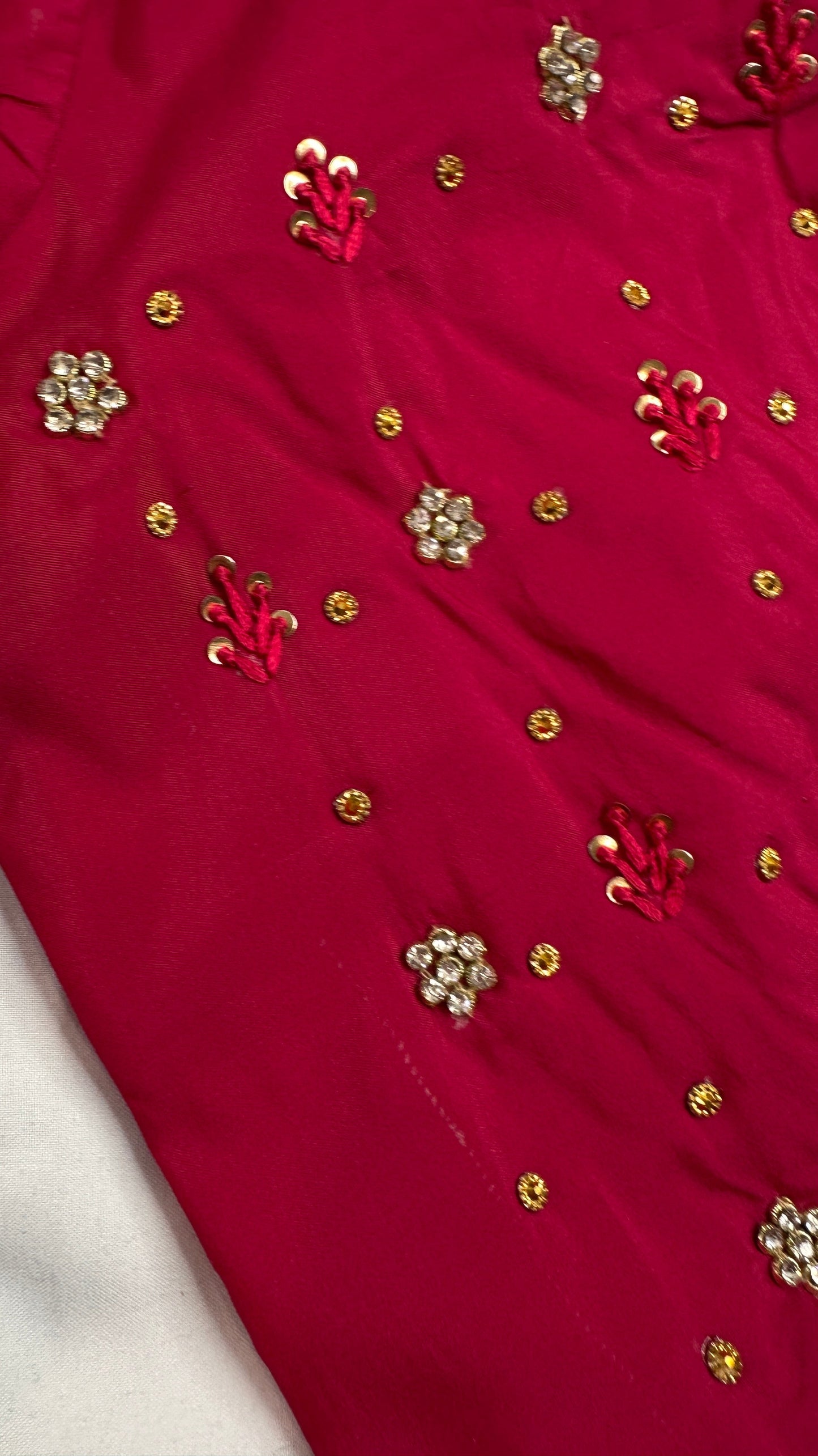 Pink Net Silk Maggam Aari Blouse - 