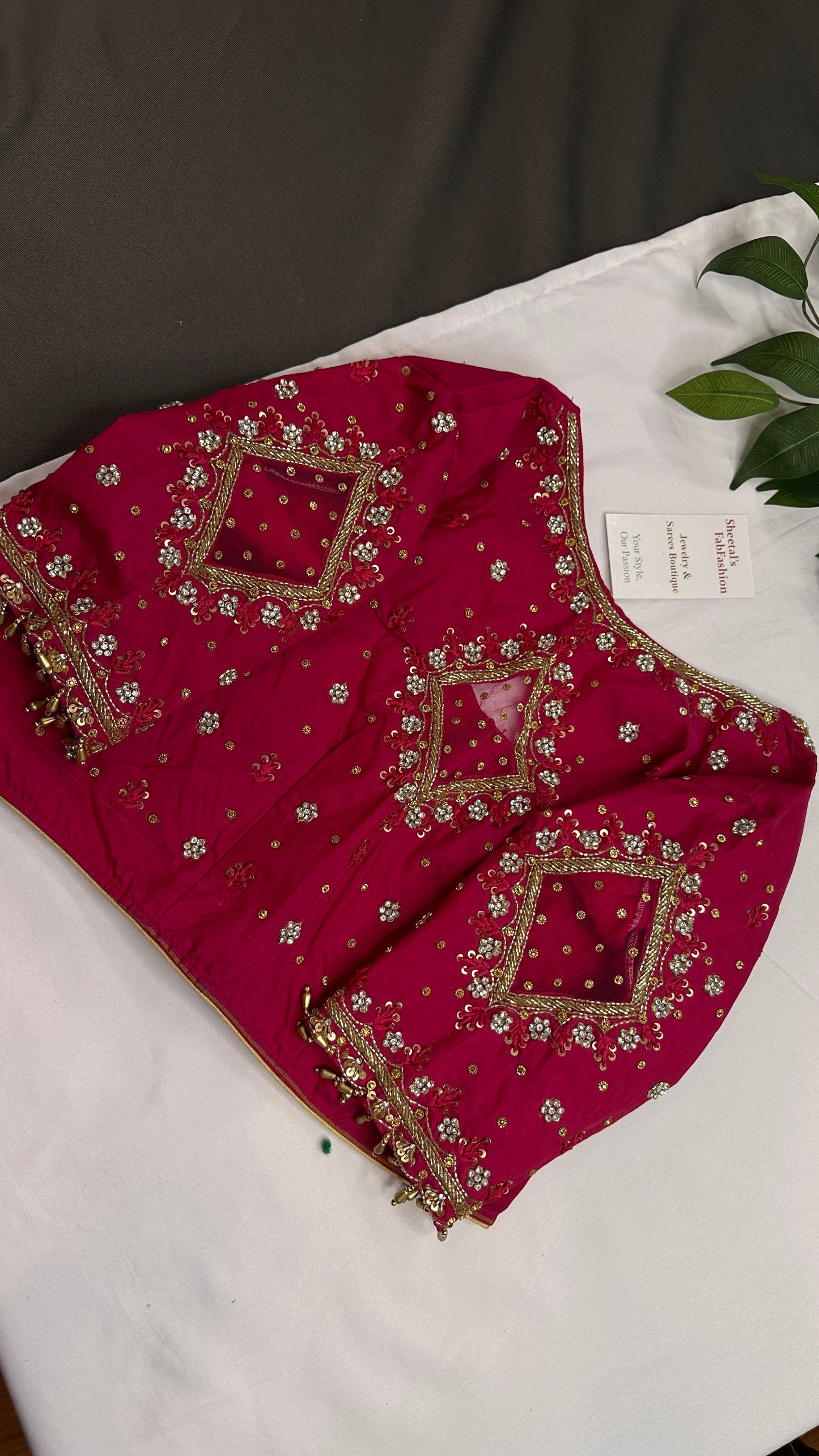 Pink Net Silk Maggam Aari Blouse - 