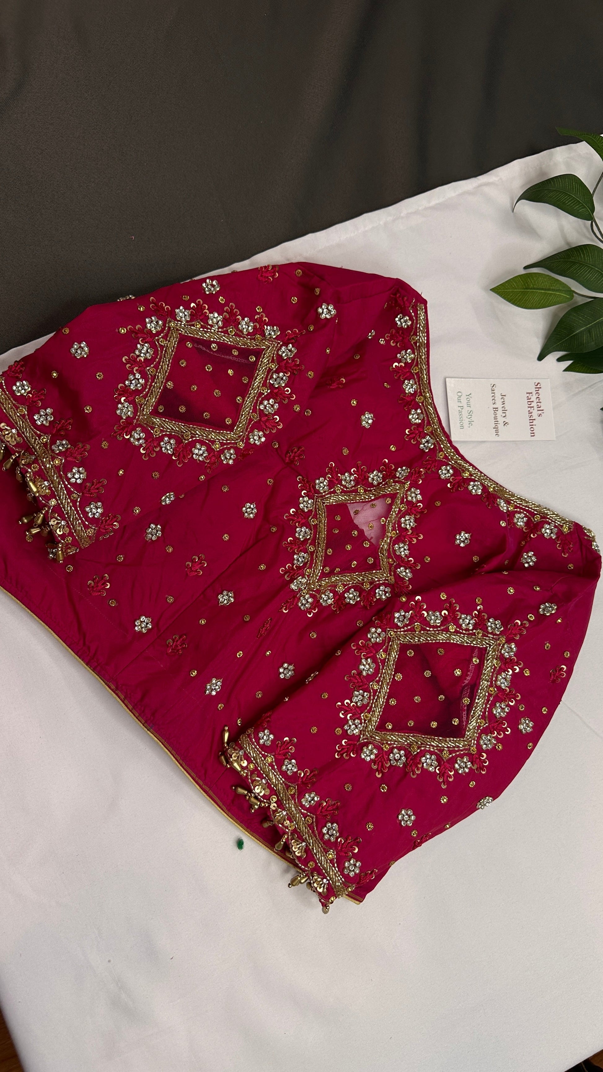 Pink Net Silk Maggam Aari Blouse - 