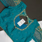 Teal Blue Net Silk Maggam Aari Blouse - 