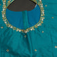 Teal Blue Net Silk Maggam Aari Blouse - 