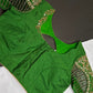 Green Net Silk Maggam Aari Blouse - 