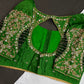 Green Net Silk Maggam Aari Blouse - 