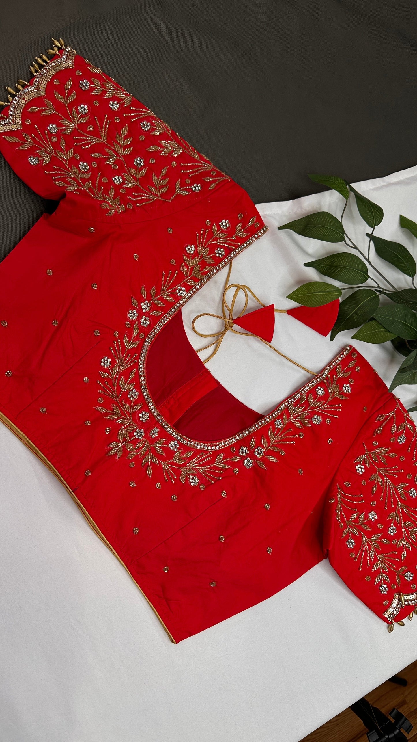 Red Silk Maggam Aari Blouse - 