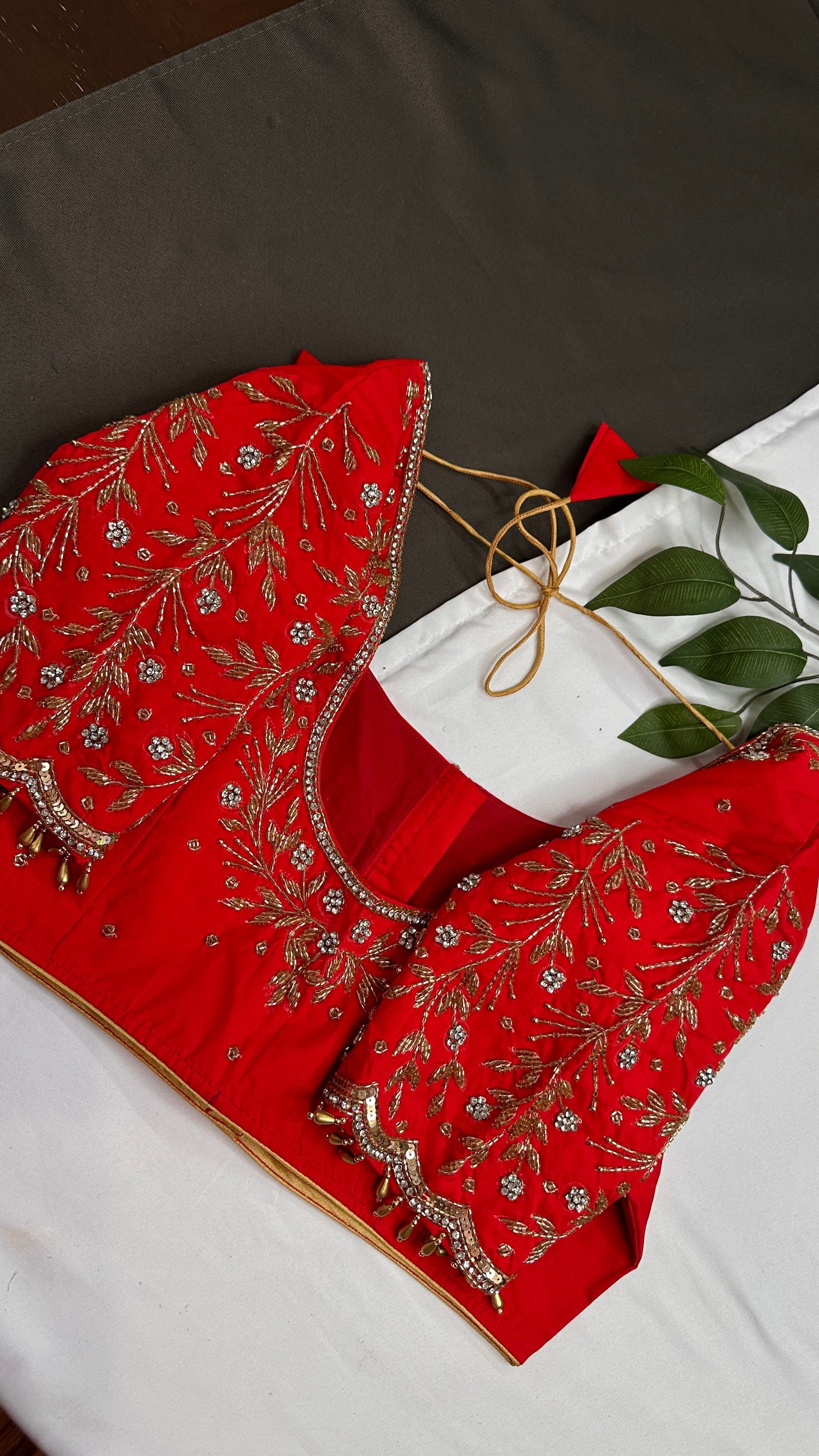 Red Silk Maggam Aari Blouse - 