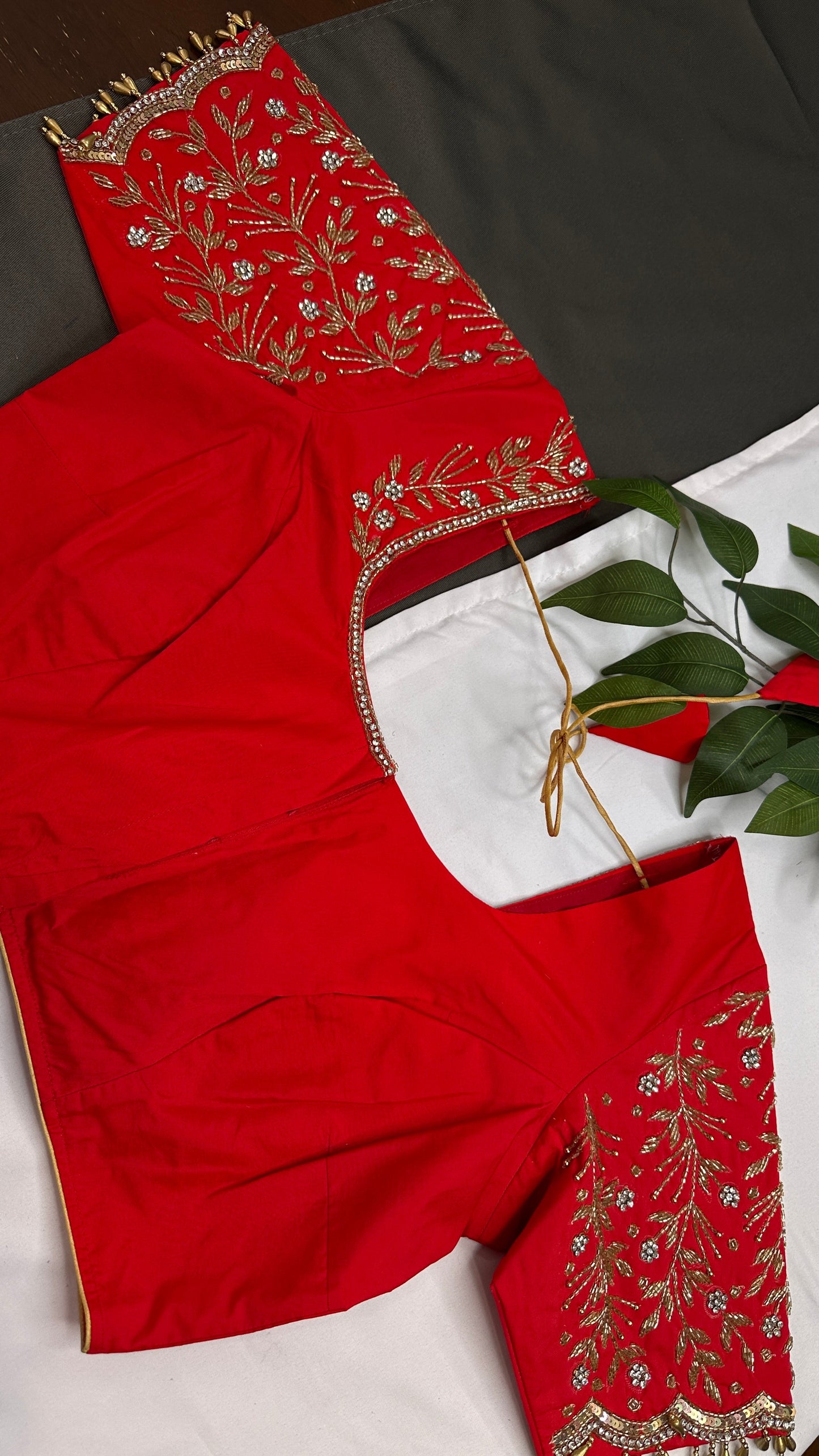 Red Silk Maggam Aari Blouse - 