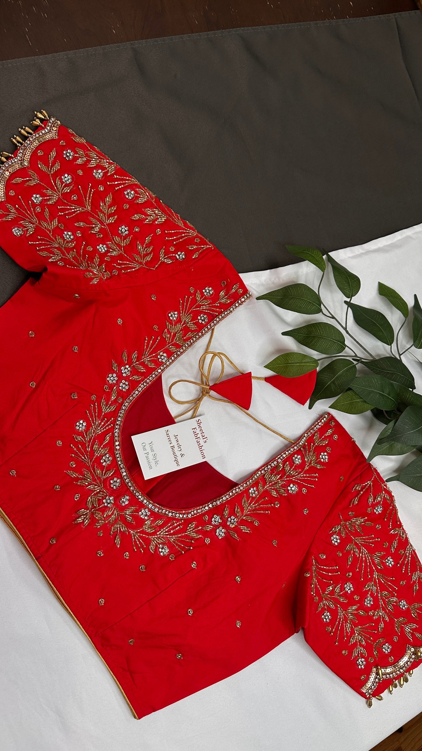 Red Silk Maggam Aari Blouse - 